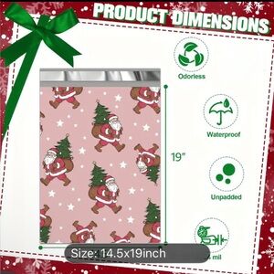 Santa Claus Polymailer Christmas 14.5x19” Large size 5 pack